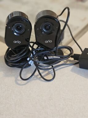 Arlo Indoor Security Cameras - Black (Pair) NEVER USED